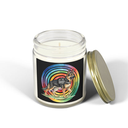 Coconut Apricot Scented Candle — Rainbow German Shepherd 4oz/9oz