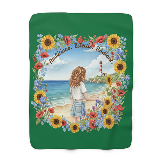 The Audrey - Radiant Floral Sherpa Fleece Blanket – Cozy Beach Vibes