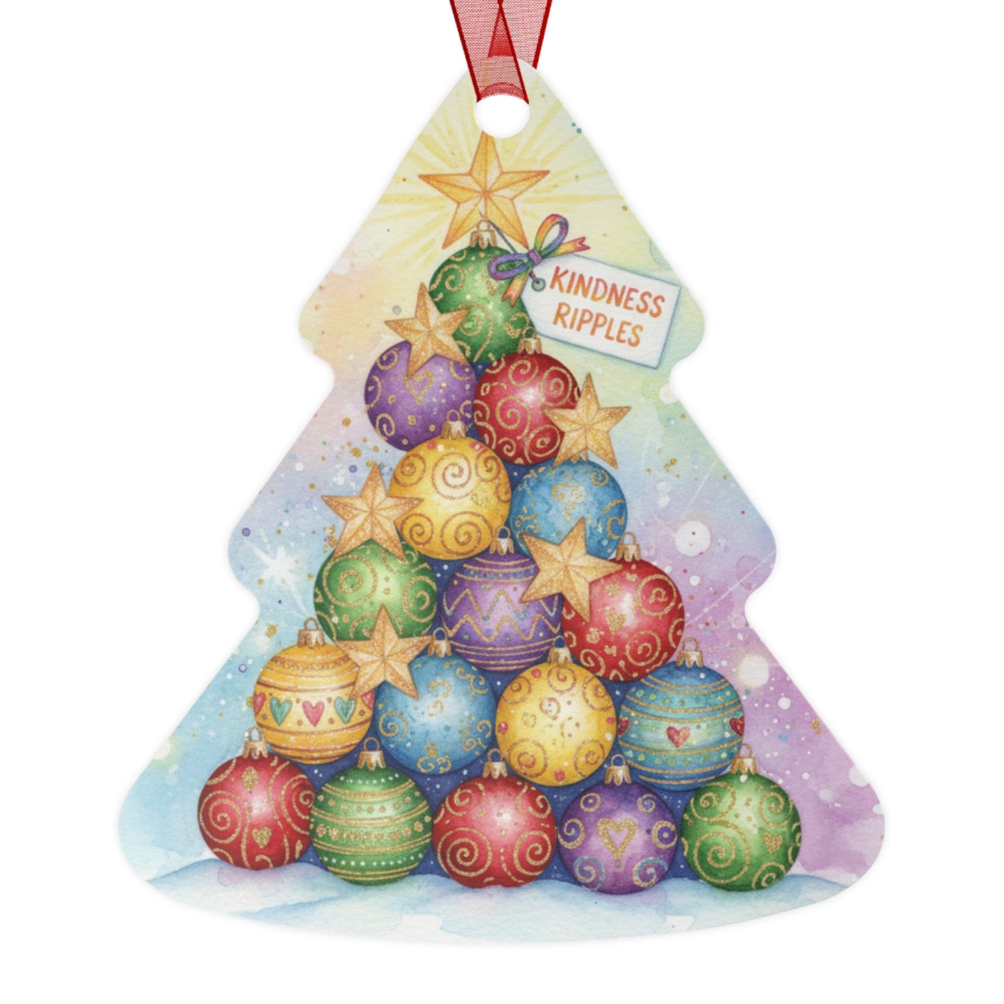 Kindness Ripples Christmas Tree Metal Ornament