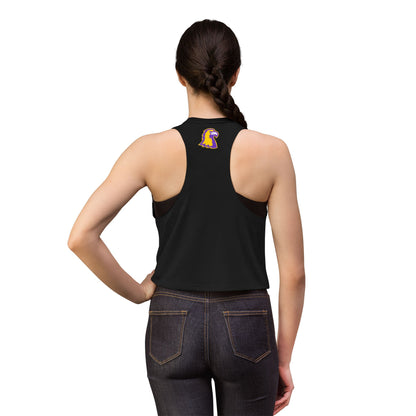 Women's Crop Top - TTU Yellow & Purple Logo Athletic Tank (Front & Back Mascot)