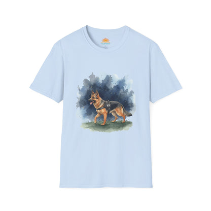 German Shepherd Watercolor T-Shirt — Hand-Painted Dog Lover Tee