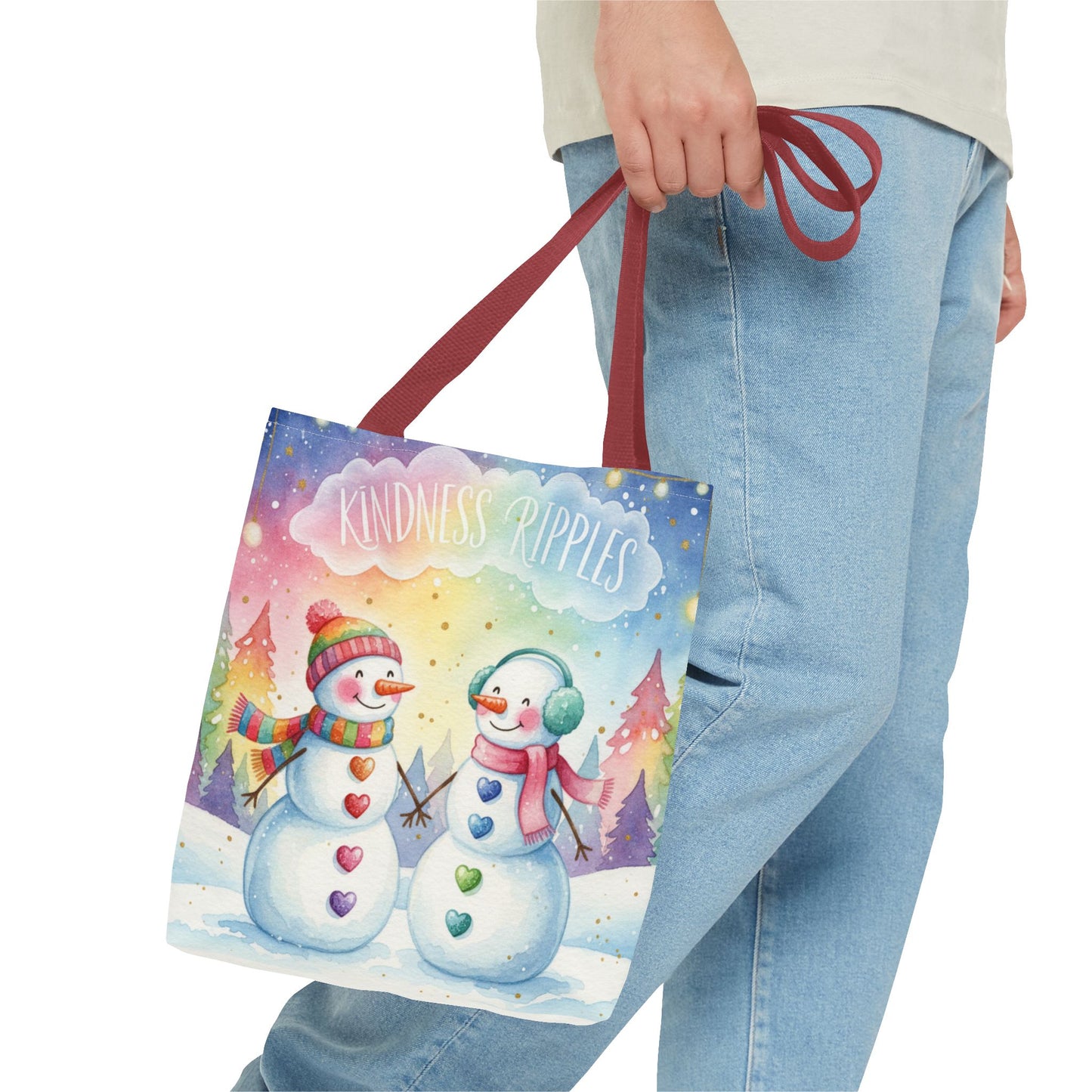 Whimsical Snowman Tote Bag - Kindness Ripples Design