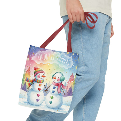 Whimsical Snowman Tote Bag - Kindness Ripples Design
