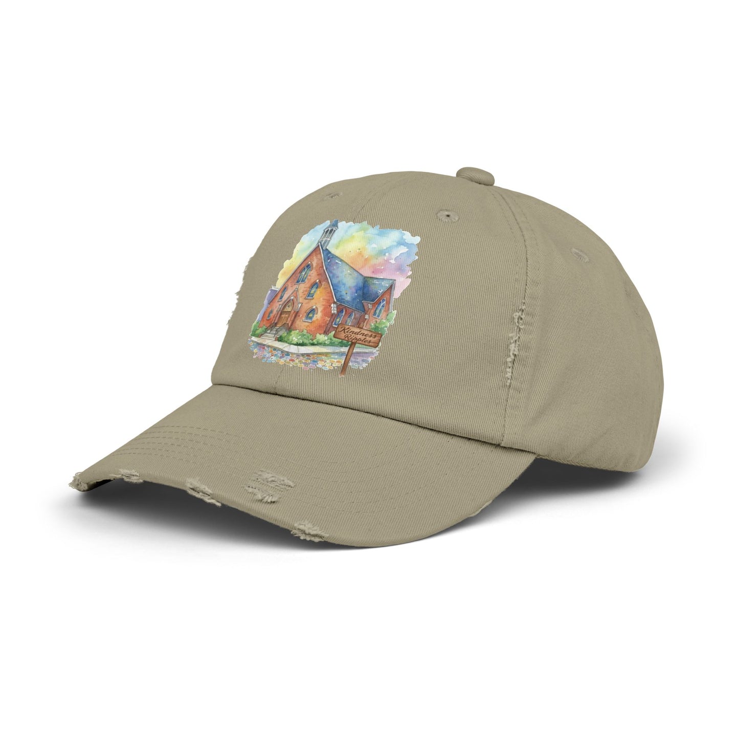 Distressed Cap with Watercolor Church Illustration -- Pays Homage to the Amazing St. William Community