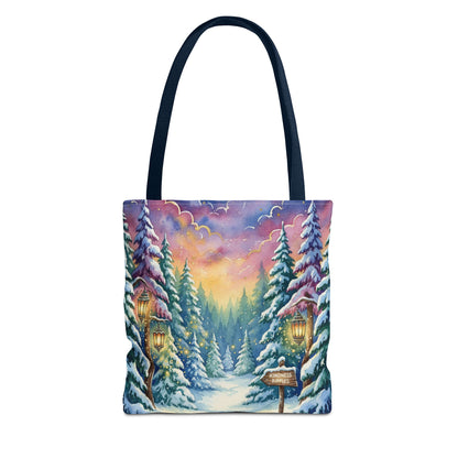 Enchanting Watercolor Winter Wonderland Tote Bag - Festive Holiday Gift & Everyday Carryall | 3 Sizes, Custom Handles