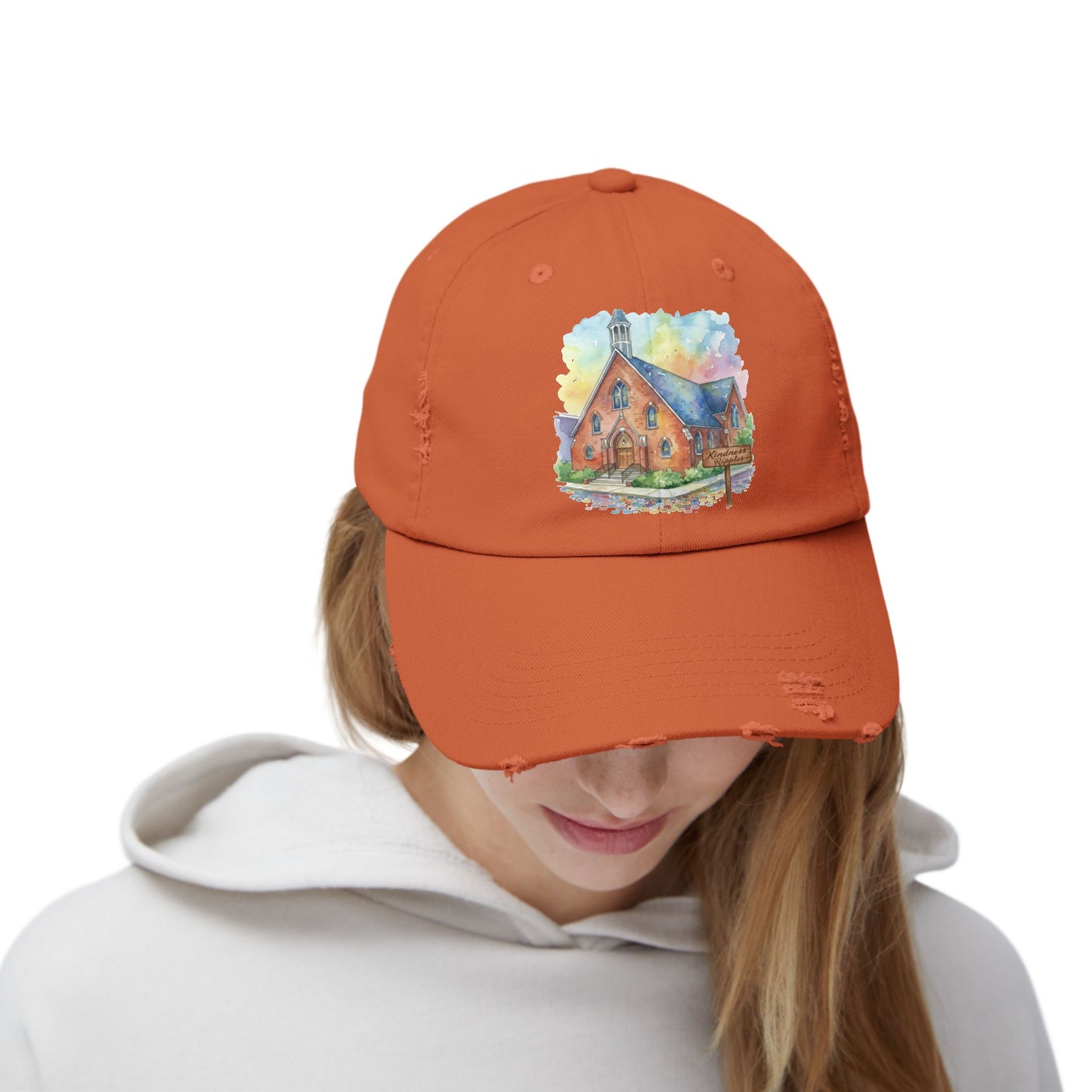 Distressed Cap with Watercolor Church Illustration -- Pays Homage to the Amazing St. William Community