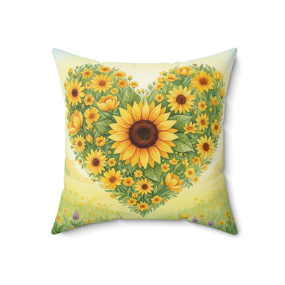 Heart of Sunshine Field: Watercolor Yellow Blooms Pillow