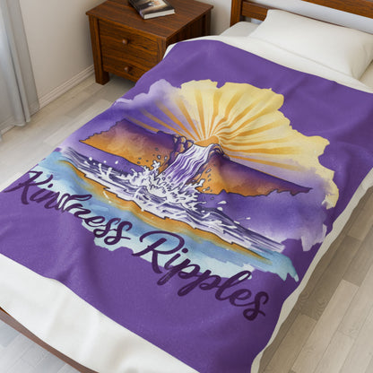 Purple Kindness Ripples Velveteen Plush Blanket - Cozy Throw for Relaxation and Comfort, Cookeville, TN, Waterfall Capital of the World