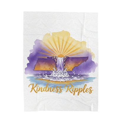 White Kindness Ripples Velveteen Plush Blanket - Cozy Statement Throw for Comfort & Warmth, Cookeville, TN, Waterfall Capital of the World