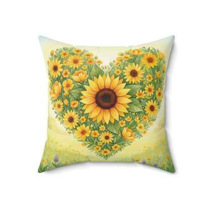 Heart of Sunshine Field: Watercolor Yellow Blooms Pillow