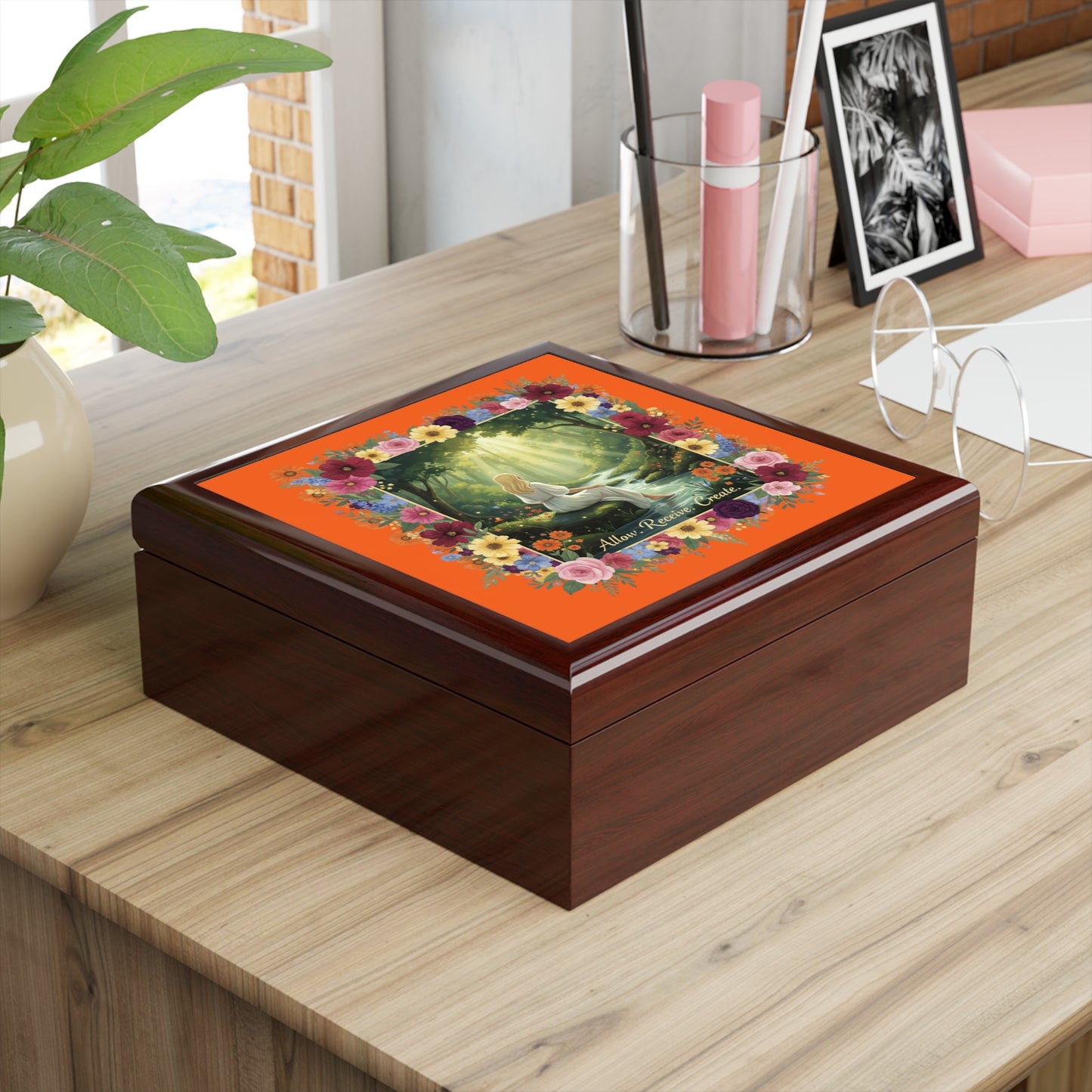 The Amanda - Floral Serenity Jewelry Box - Allow, Receive, Create Design