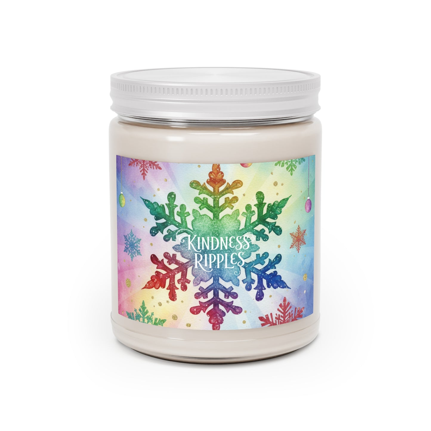 Scented Soy Candle - Kindness Ripples with Colorful Snowflakes