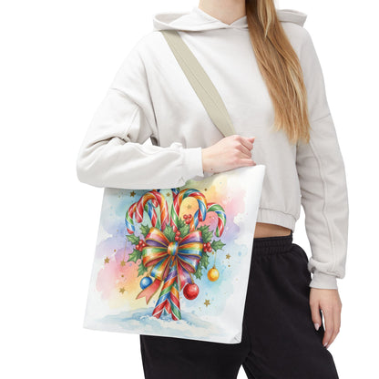 Festive Candy Cane Tote Bag