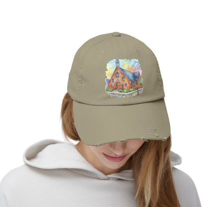 Distressed Cap with Watercolor Church Illustration -- Pays Homage to the Amazing St. William Community