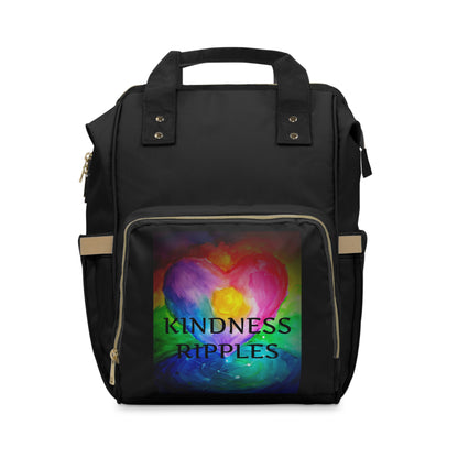 Kindness Ripples Watercolor Heart Multifunctional Diaper Backpack