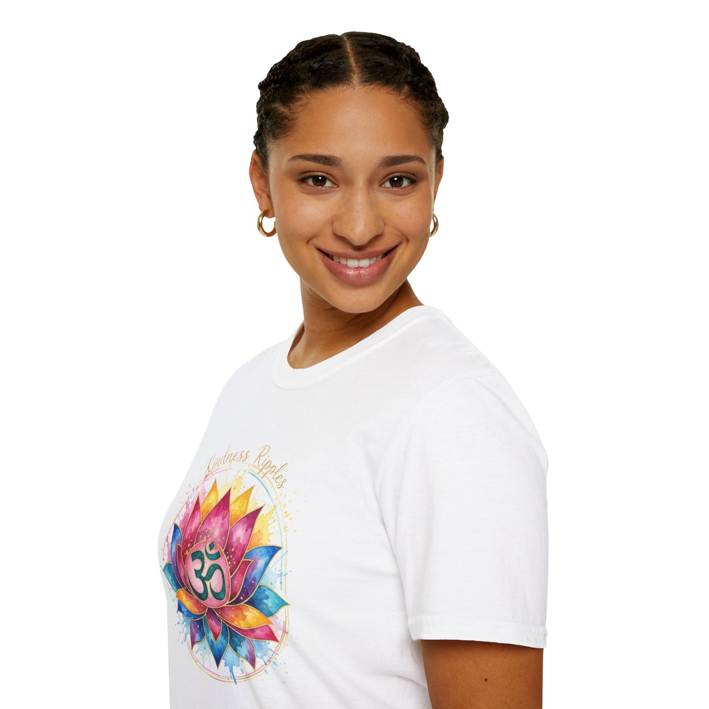 Spiritual Lotus Flower T-Shirt - Unisex Softstyle Tee with OM Design