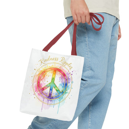 Colorful Peace Symbol Tote Bag | Kindness Ripples Design