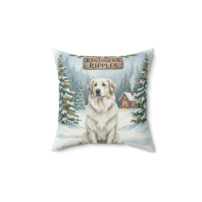 Sweet Great Pyrenees Dog Christmas Pillow – Holiday Tree & Gifts Decorative Throw Pillow