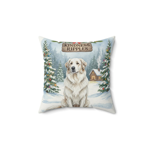 Sweet Great Pyrenees Dog Christmas Pillow – Holiday Tree & Gifts Decorative Throw Pillow