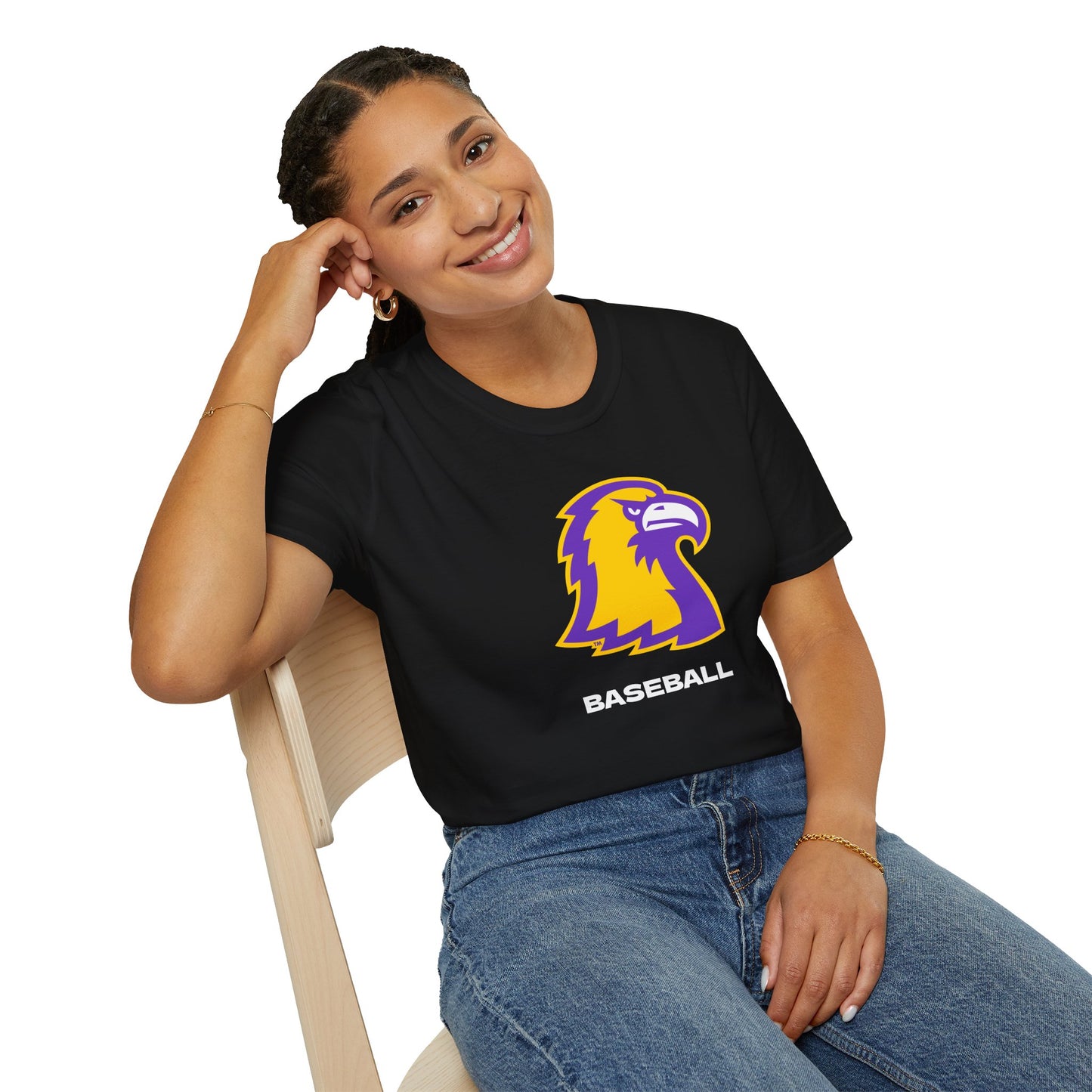 Golden Eagle Baseball T-Shirt – Purple & Gold Team Logo Tee