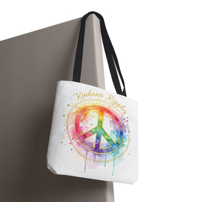 Colorful Peace Symbol Tote Bag | Kindness Ripples Design