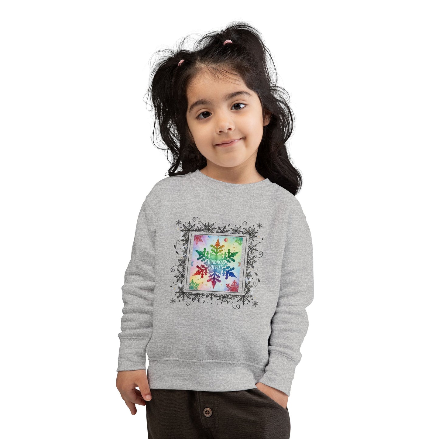 Rainbow Snowflake Toddler Sweatshirt - Kindness Ripples Design