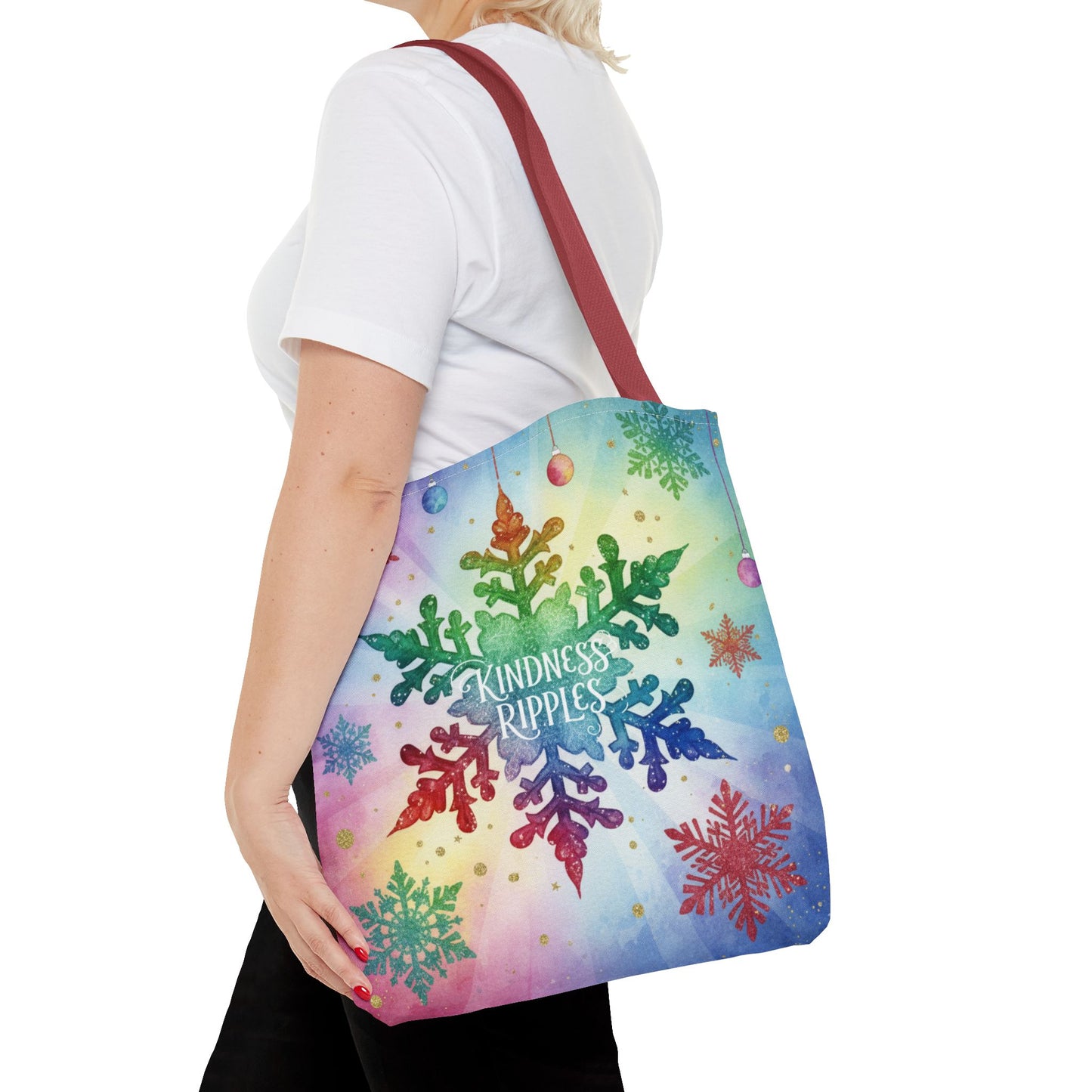 Kindness Ripples Winter Snowflake Tote Bag Colorful Kindness