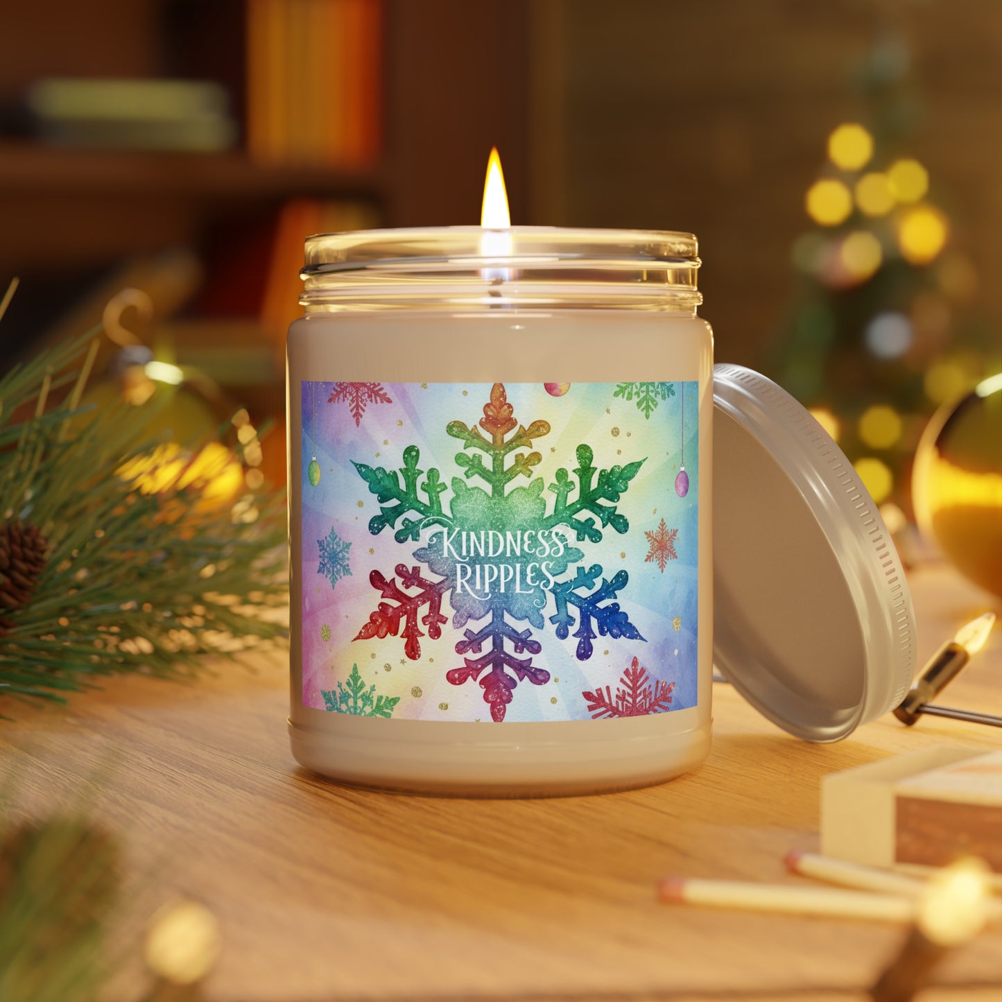 Scented Soy Candle - Kindness Ripples with Colorful Snowflakes