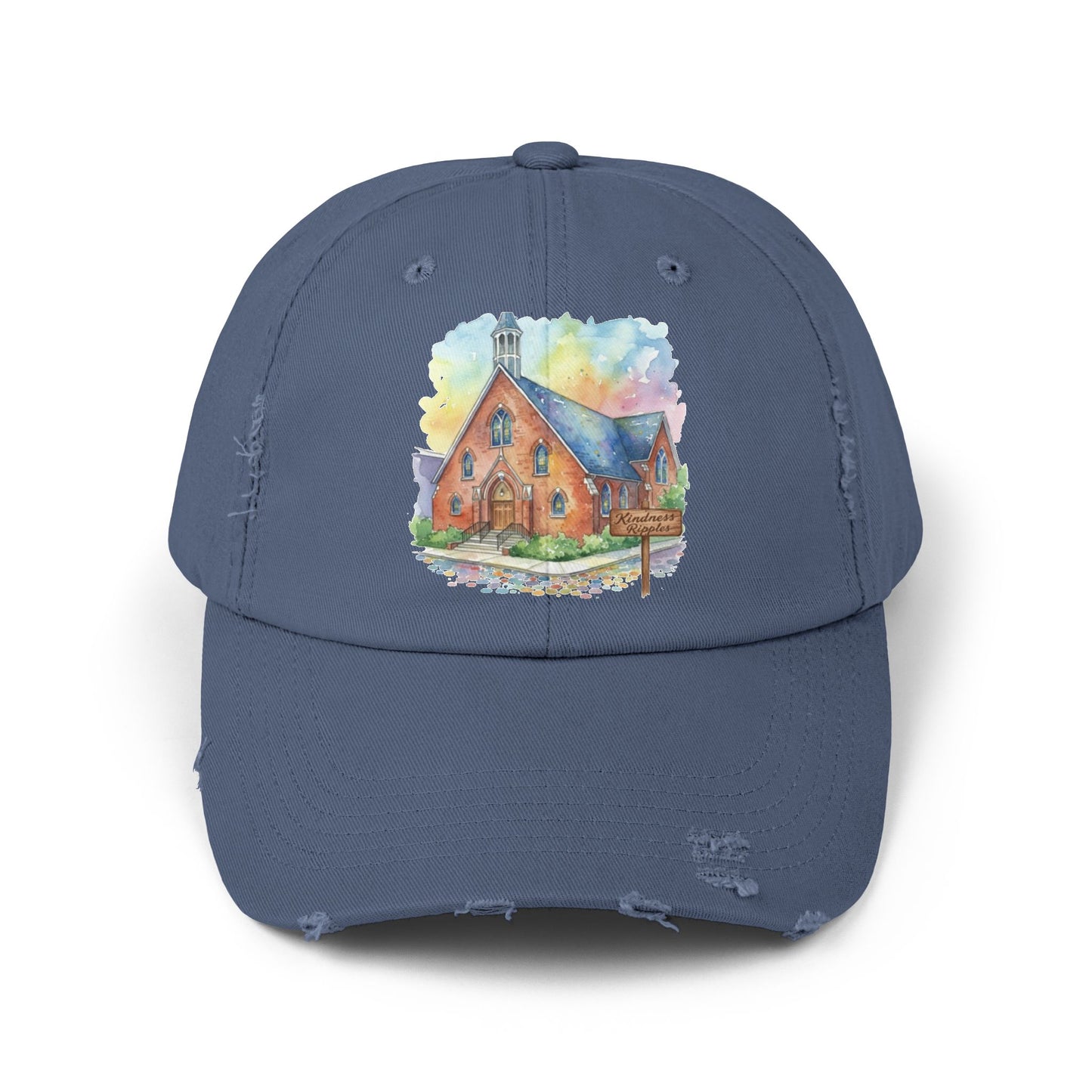 Distressed Cap with Watercolor Church Illustration -- Pays Homage to the Amazing St. William Community