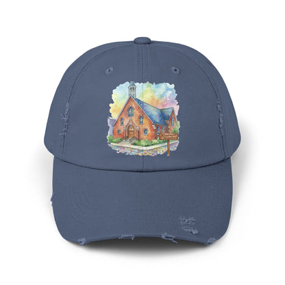 Distressed Cap with Watercolor Church Illustration -- Pays Homage to the Amazing St. William Community