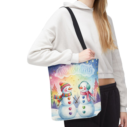 Whimsical Snowman Tote Bag - Kindness Ripples Design