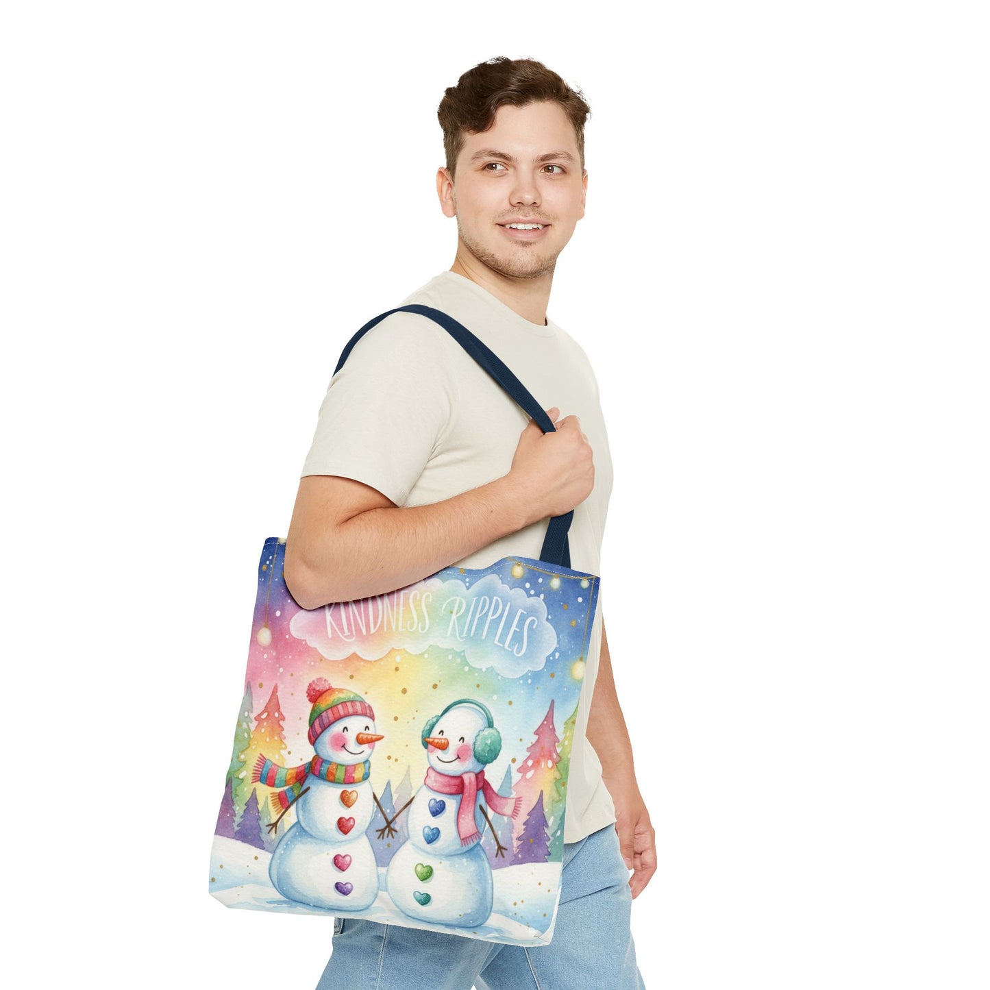 Whimsical Snowman Tote Bag - Kindness Ripples Design