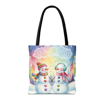 Whimsical Snowman Tote Bag - Kindness Ripples Design