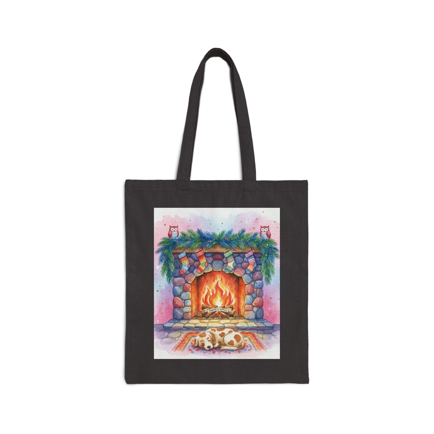 Cozy Fireplace Cotton Canvas Tote Bag
