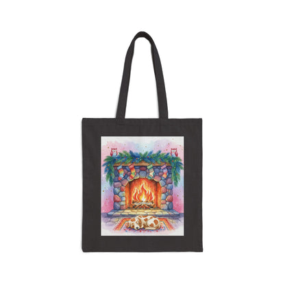 Cozy Fireplace Cotton Canvas Tote Bag