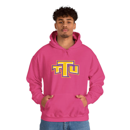 Pink School Logo Hoodie — Retro TTU Initials Pullover