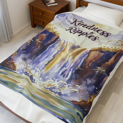 Kindness Ripples Velveteen Plush Blanket, Cookeville, TN, Waterfall Capital of the World