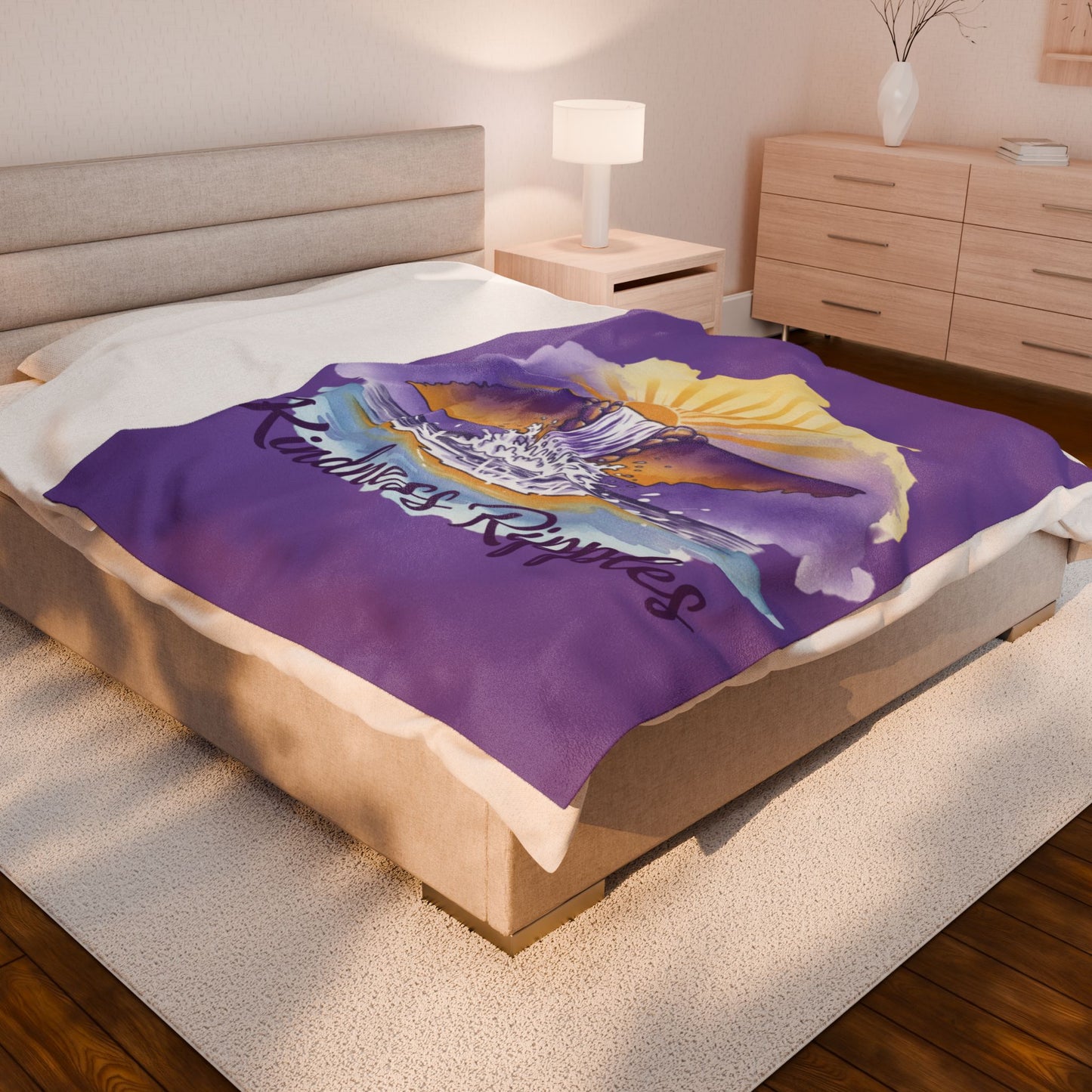 Purple Kindness Ripples Velveteen Plush Blanket - Cozy Throw for Relaxation and Comfort, Cookeville, TN, Waterfall Capital of the World