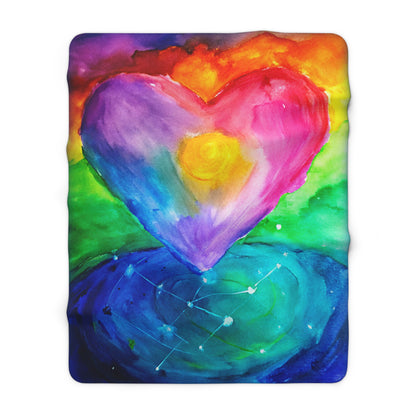 Kindness Ripple Effect Heart Blanket | Colorful Sherpa Fleece Throw | Emotional Regulation Comfort Gift | Cozy Teacher Appreciation