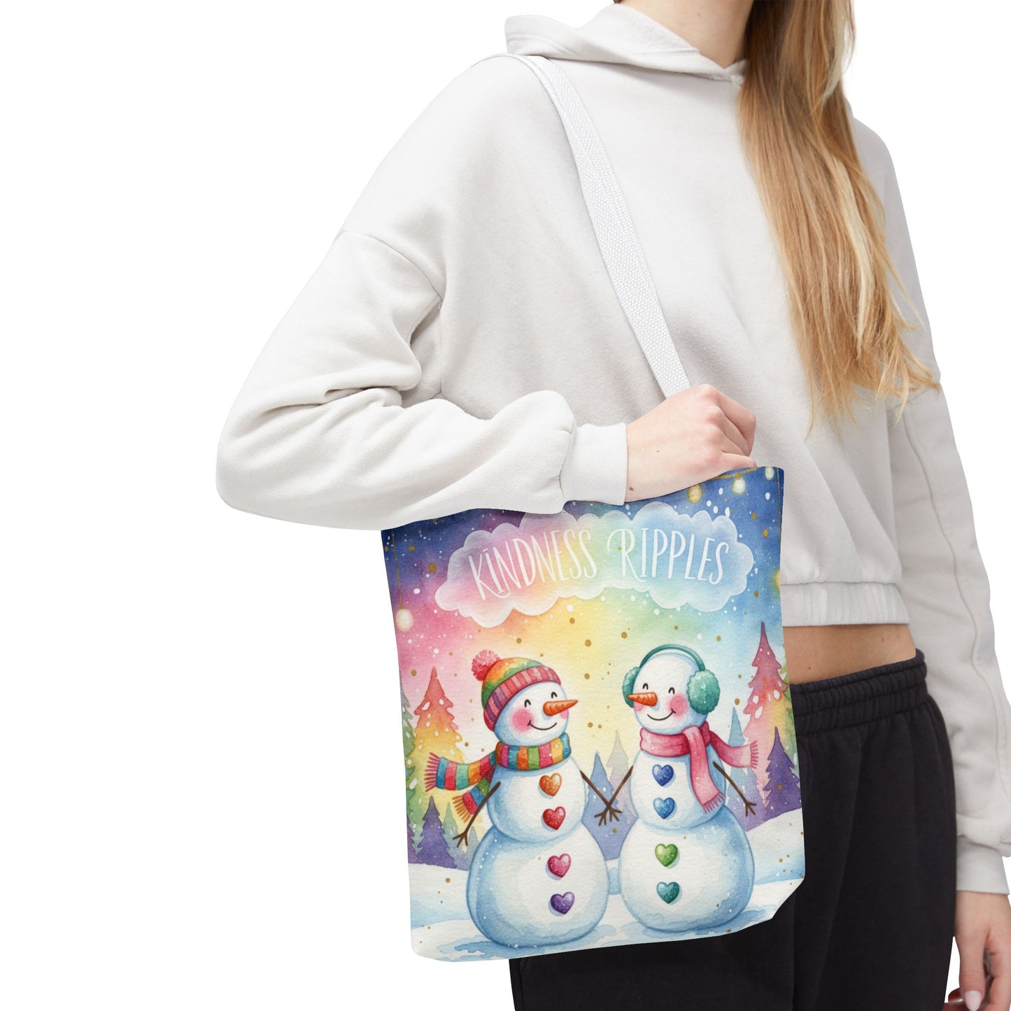 Whimsical Snowman Tote Bag - Kindness Ripples Design