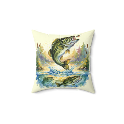 Square Pillow Bass Fishing is Peace Home Decor Gift for Anglers