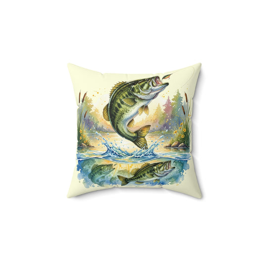 Square Pillow Bass Fishing is Peace Home Decor Gift for Anglers