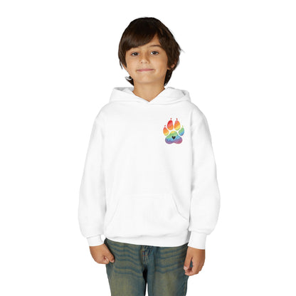 Youth Hoodie — Rainbow Paw & German Shepherd Graphic - Kindness Ripples