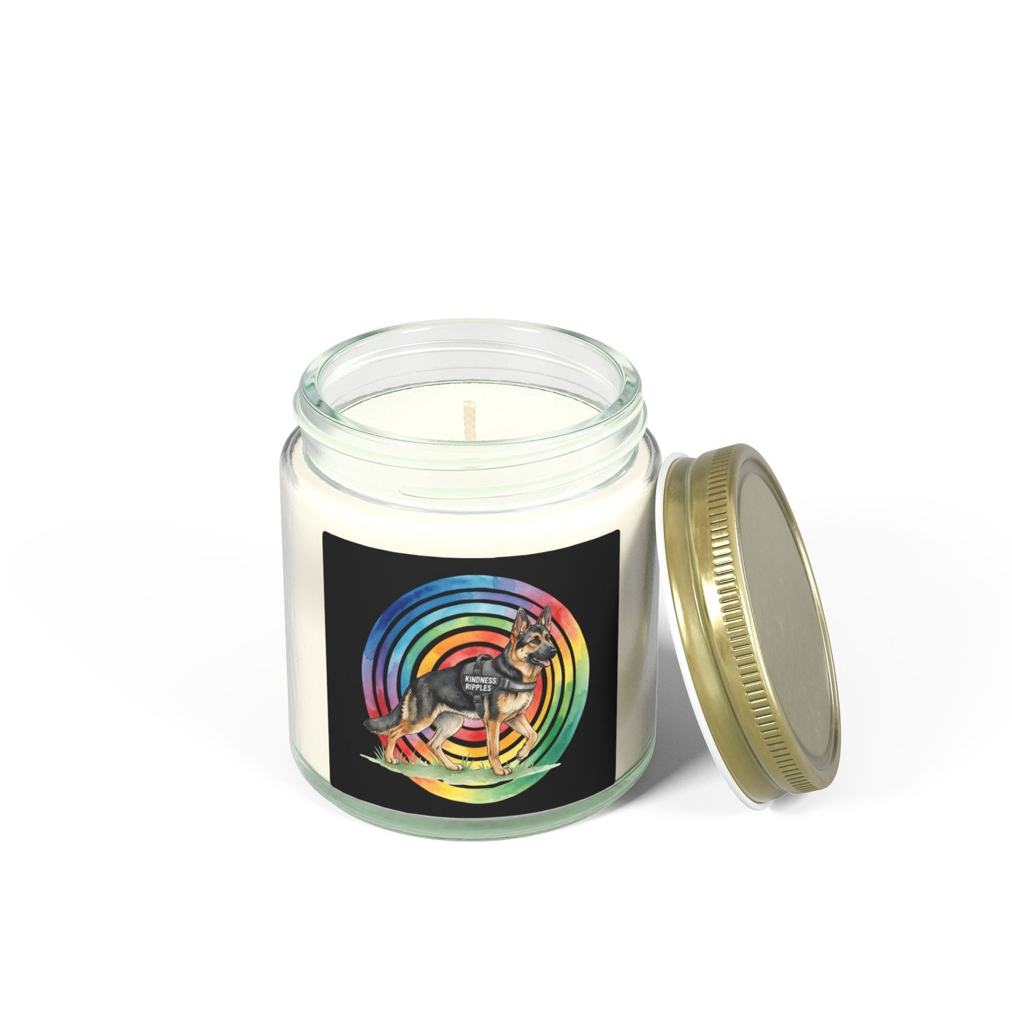 Coconut Apricot Scented Candle — Rainbow German Shepherd 4oz/9oz