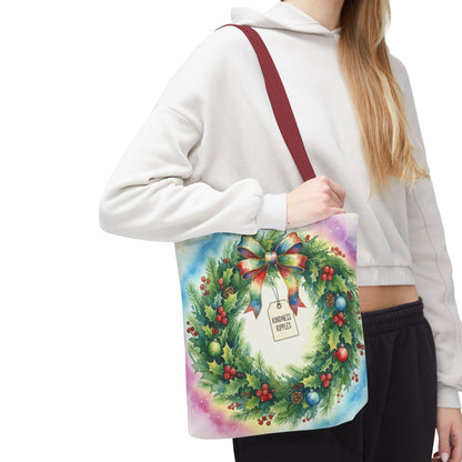 Holiday Wreath Tote Bag - Perfect for Christmas and Winter Celebrations
