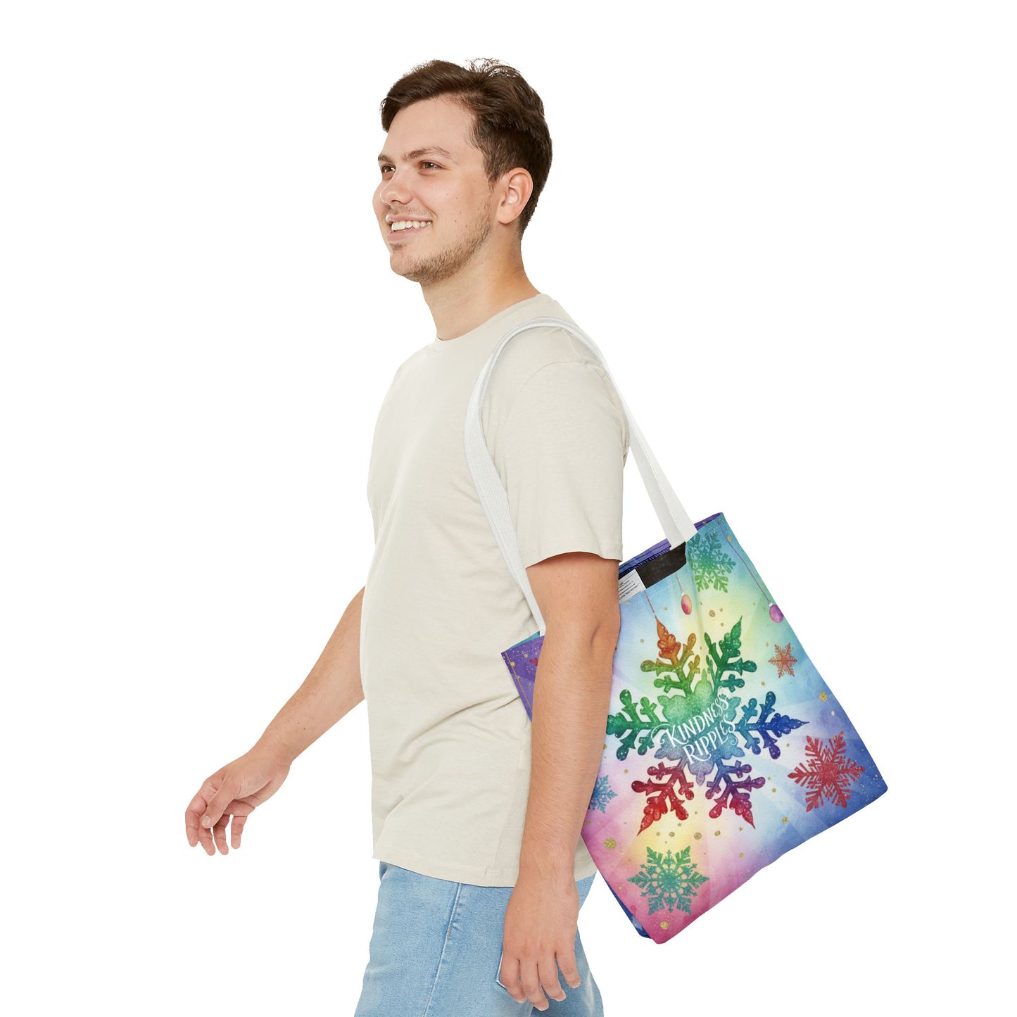 Kindness Ripples Winter Snowflake Tote Bag Colorful Kindness