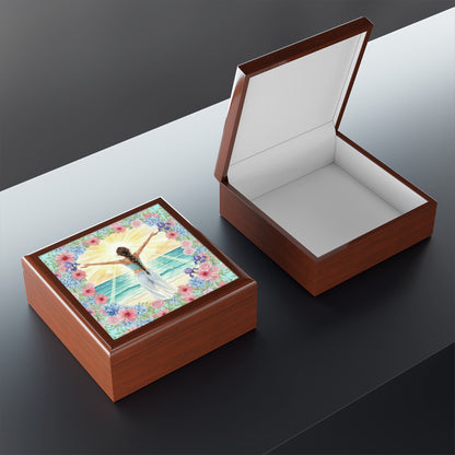 The Vivian - Ocean Breeze Jewelry Box with Floral Design for Treasure Storage