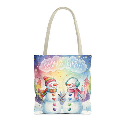 Whimsical Snowman Tote Bag - Kindness Ripples Design