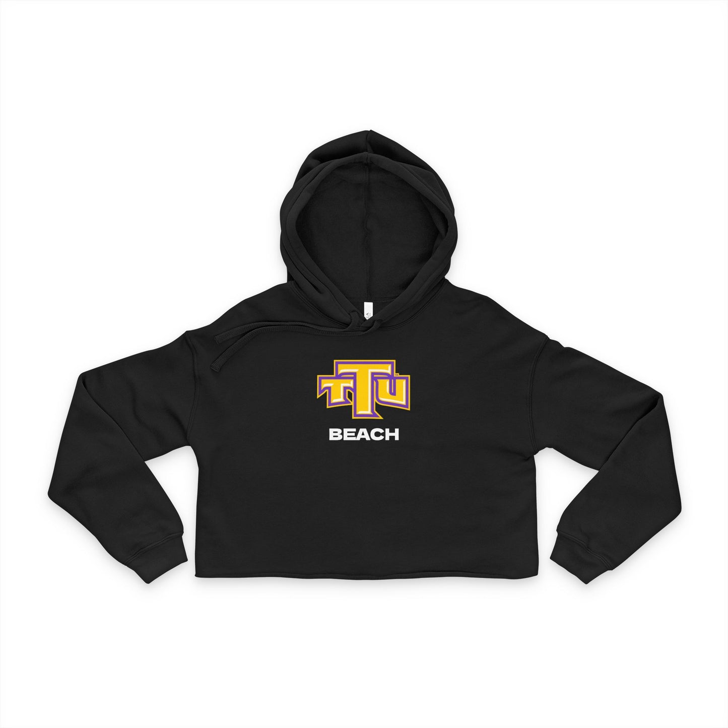 Beach Logo Cropped Hoodie — Women's Black Campus Pullover