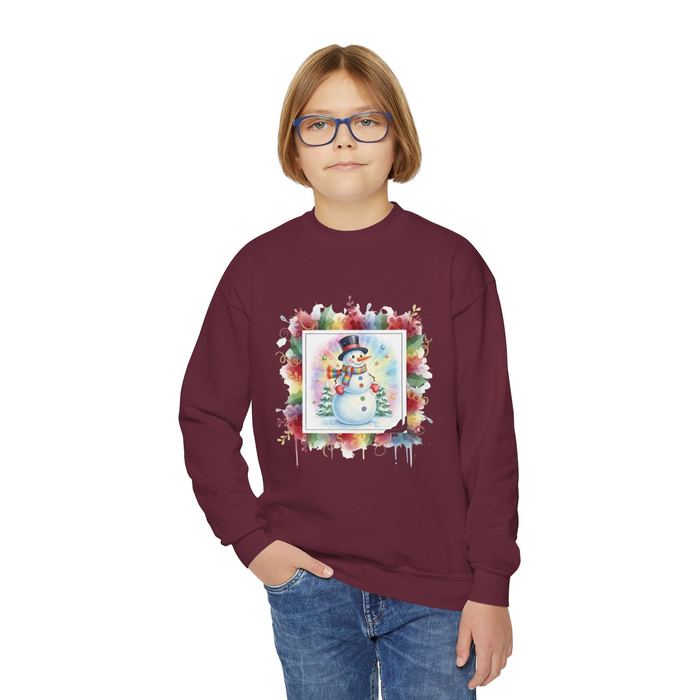 Snowman Youth Crewneck Sweatshirt - Cozy Holiday Apparel